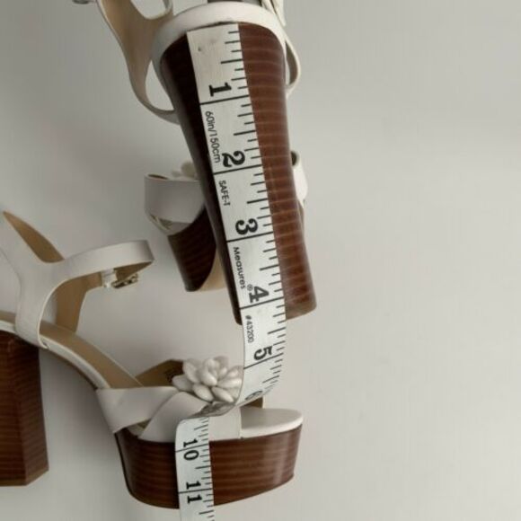 New Michael Michael Kors Leather Open-toe Pumps White Ankle Wrap 9 - Picture 8 of 12